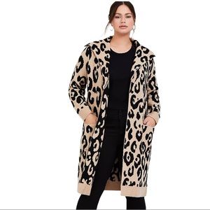 Torrid Long Line Leopard Cardigan Coat 